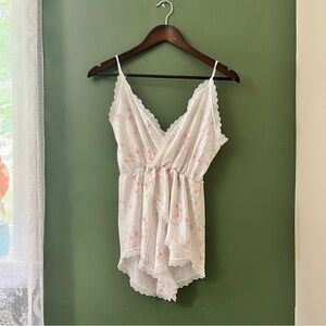 Vintage White and Pink Floral Chemise